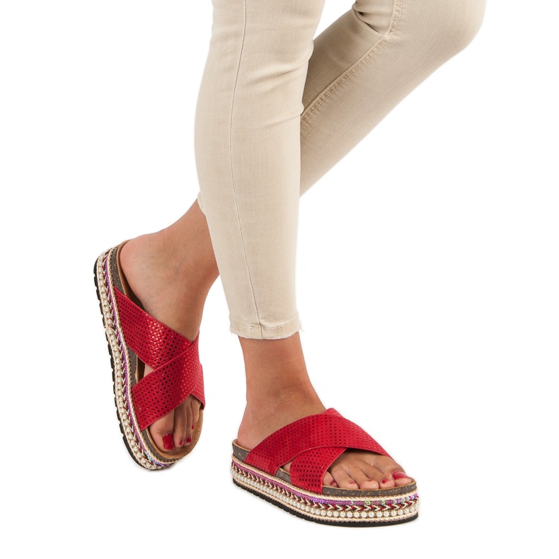 Sergio Todzi Klapki ethnic print czerwone 1