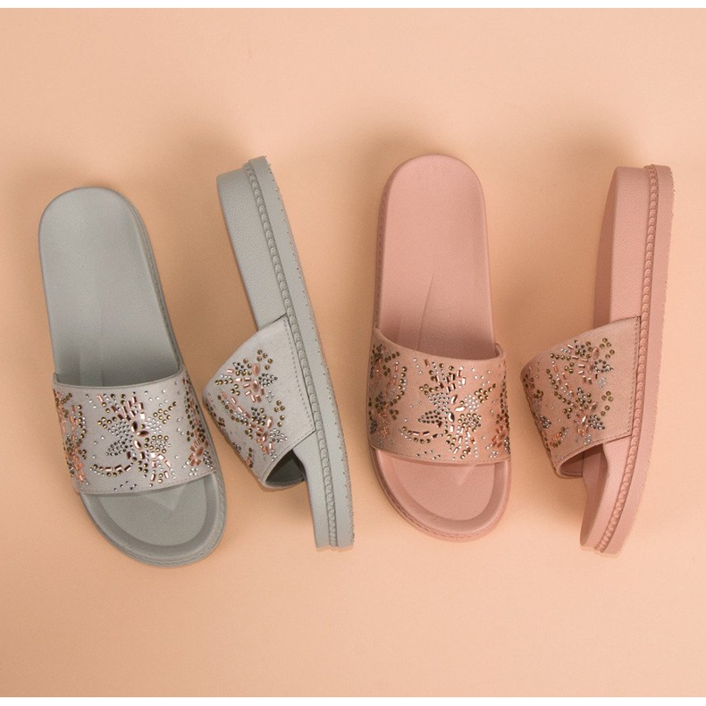 Klapki damskie szare 2