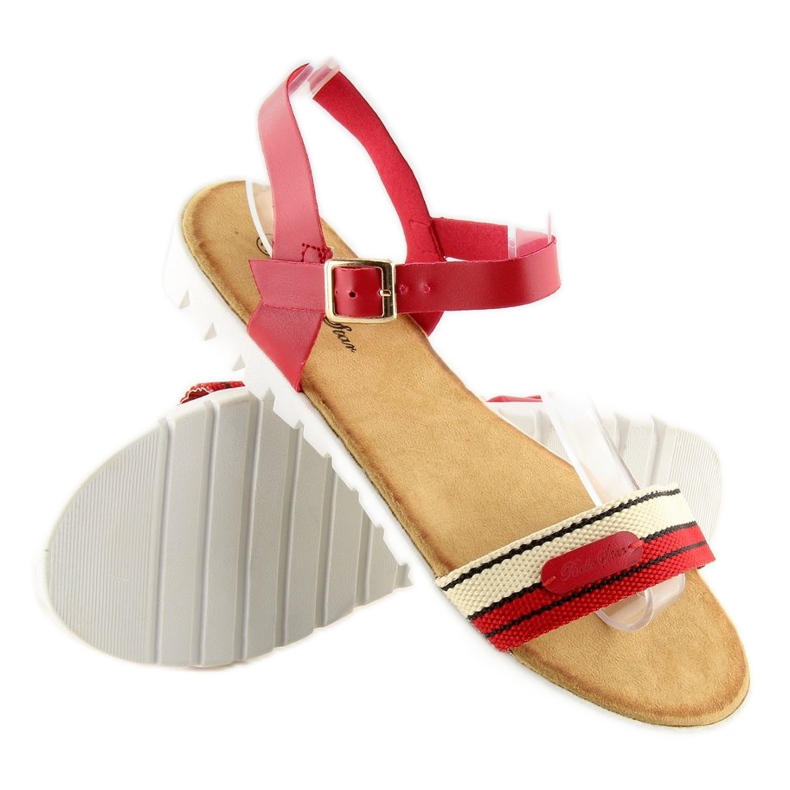 Sandałki damskie czerwone S25 red 2