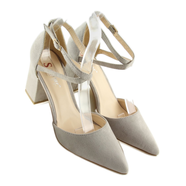 Czółenka na słupku szare SY40 grey 2