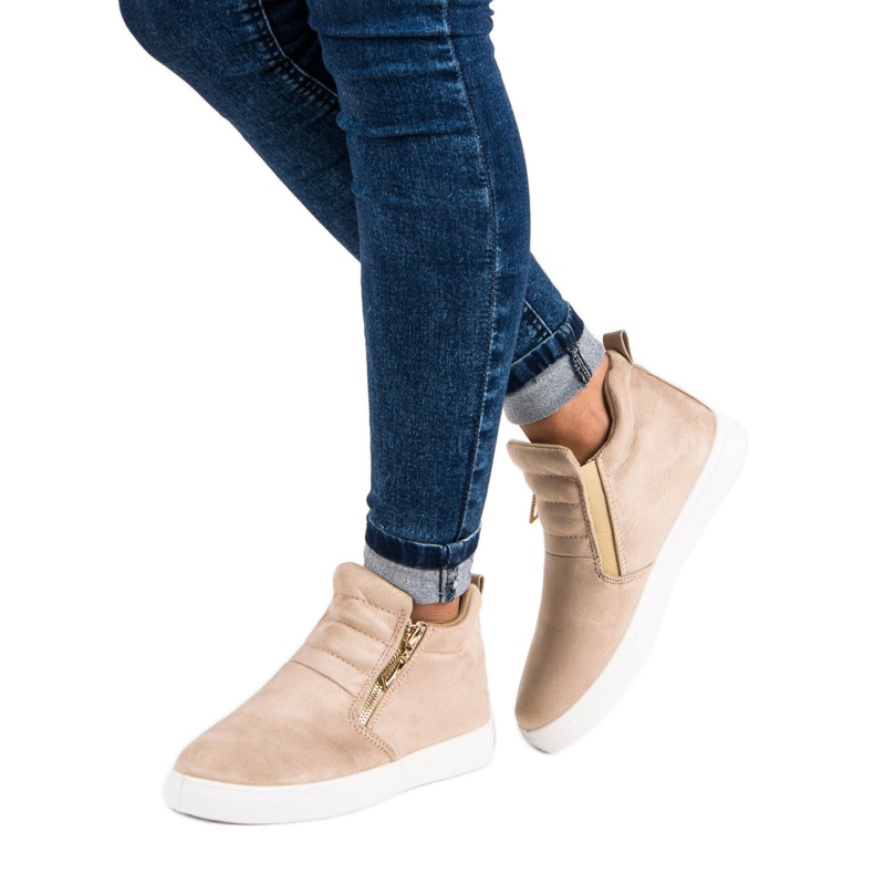 Zamszowe Wsuwane Trampki brązowe 1