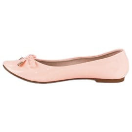 Ideal Shoes Lakierowane różowe baleriny 3