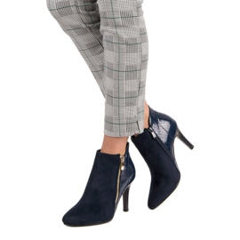 Granatowe botki na szpilce niebieskie 2