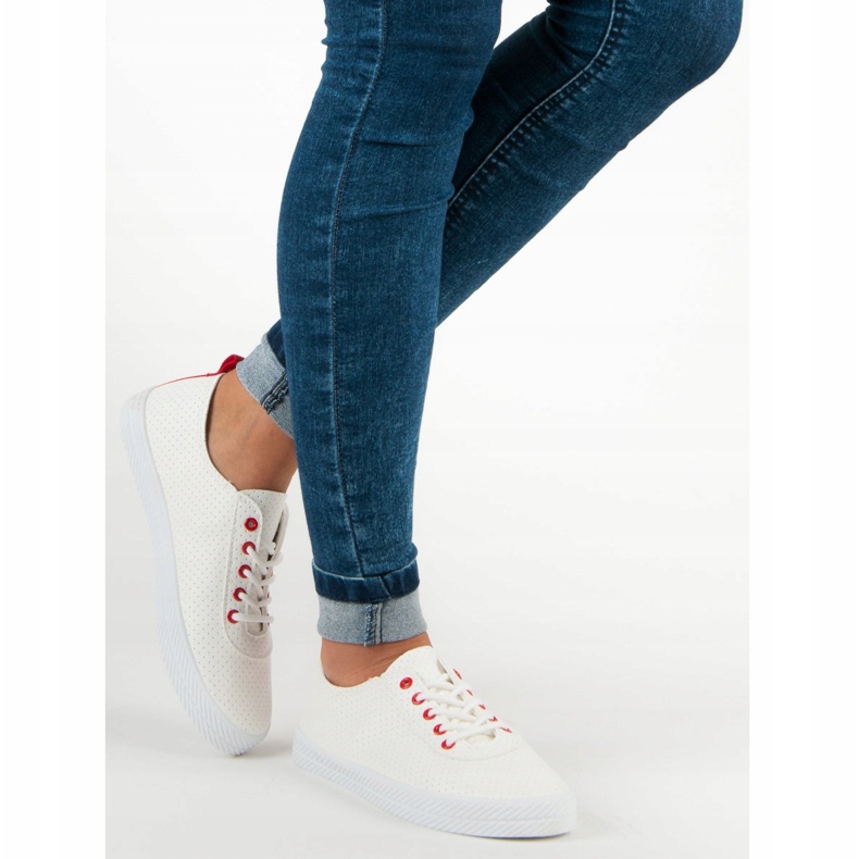 Kylie Ażurowe Wiązane Trampki białe 2