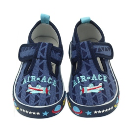 American Club American trampki buty dziecięce wkładka skórzana granatowe 4