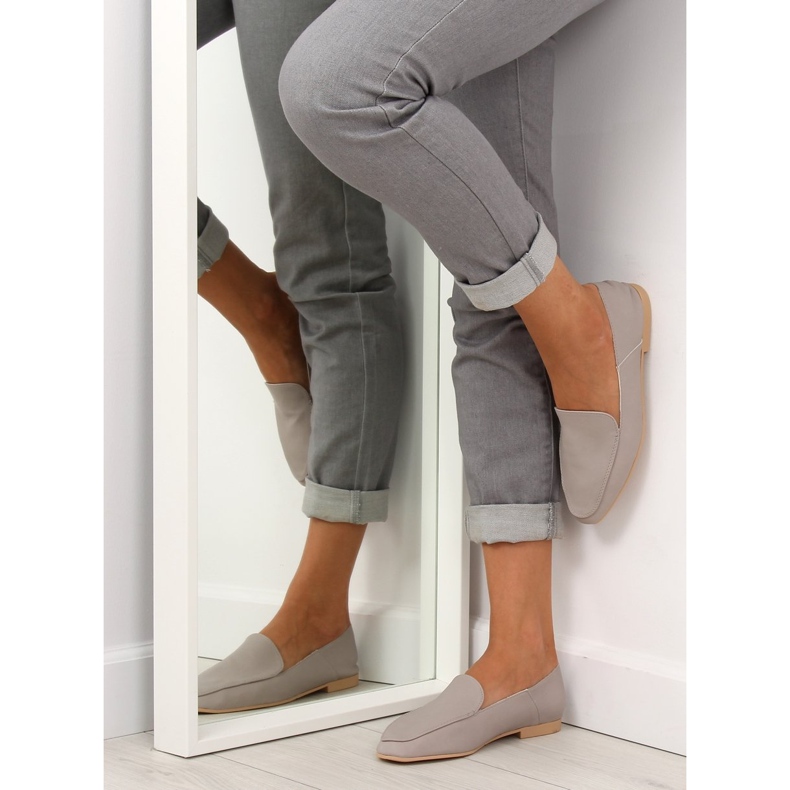 Mięciutkie mokasyny jak cielęca skórka 1182 szare 1