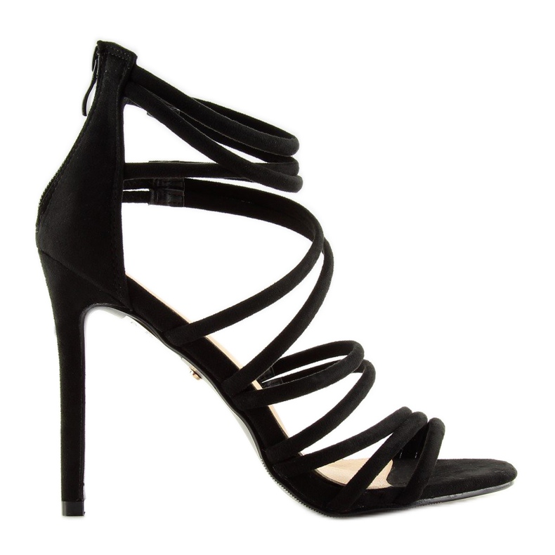 Sandałki na szpilce czarne LE039 black 1