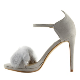 Sandałki na szpilce szare L6120 Grey 2