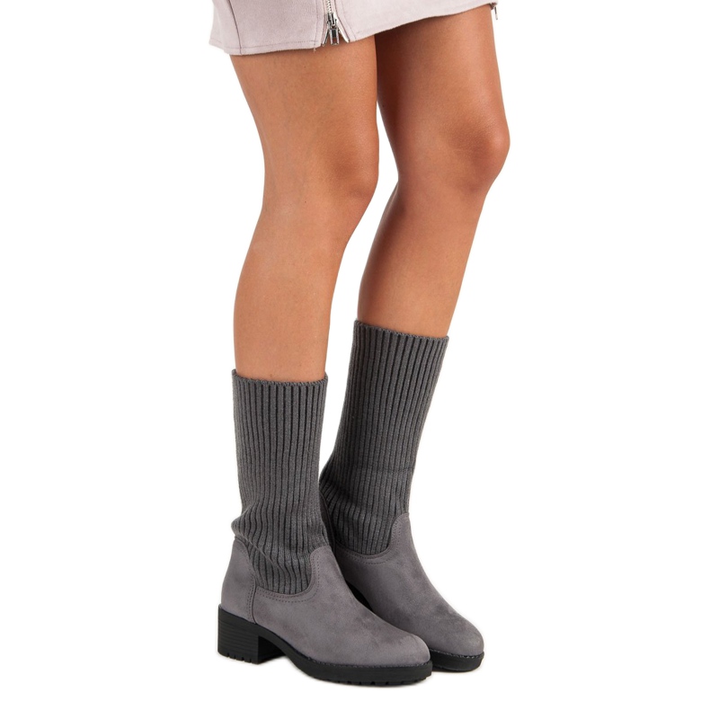 Seastar Wsuwane wysokie botki szare 2