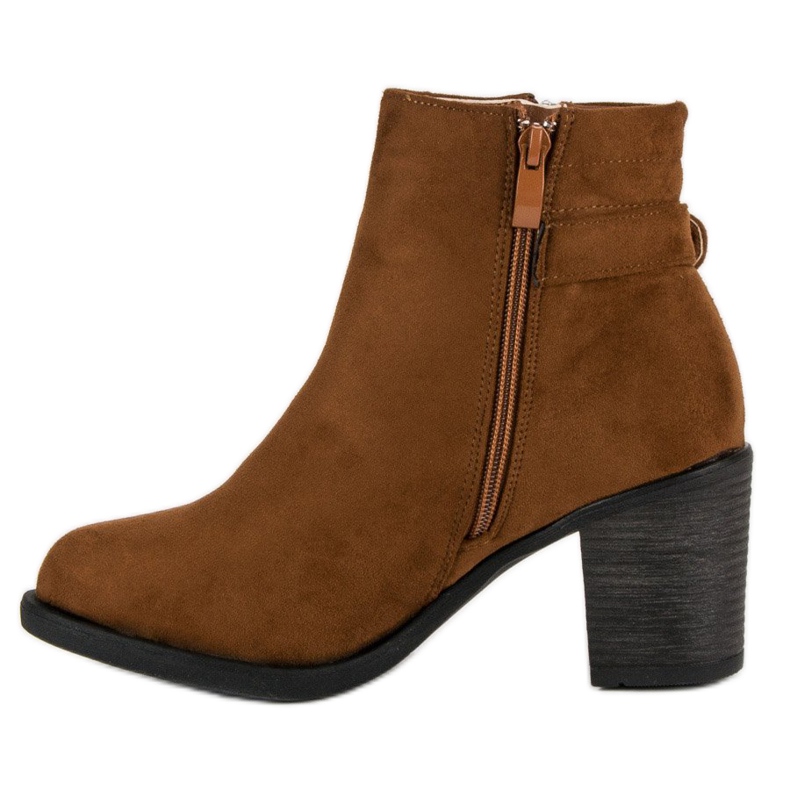 Small Swan Modne botki damskie brązowe 2