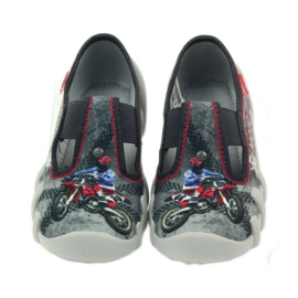 Befado obuwie dziecięce kapcie 290x166 szare czerwone 4