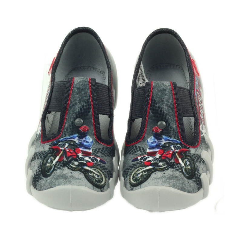 Befado obuwie dziecięce kapcie 290x166 szare czerwone 4