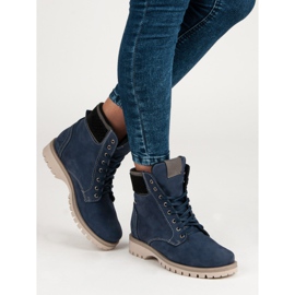 Vinceza Granatowe traperki niebieskie 2