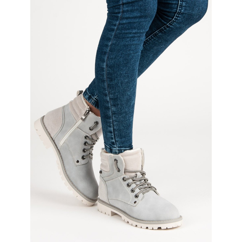 Filippo Stylowe traperki z kożuszkiem szare 2