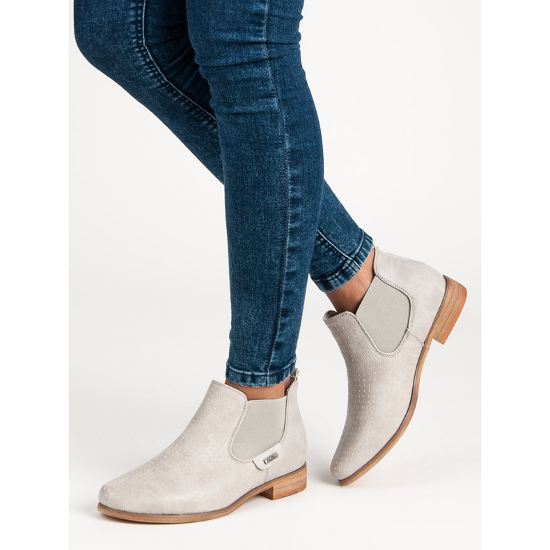 Filippo Beżowe botki z ażurem szare 1