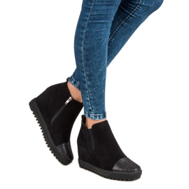 Filippo Zamszowe botki na koturnie czarne 1