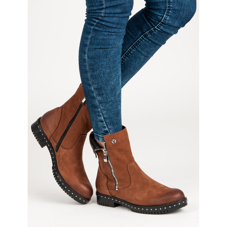 Brązowe Botki Ze Skóry VINCEZA 2