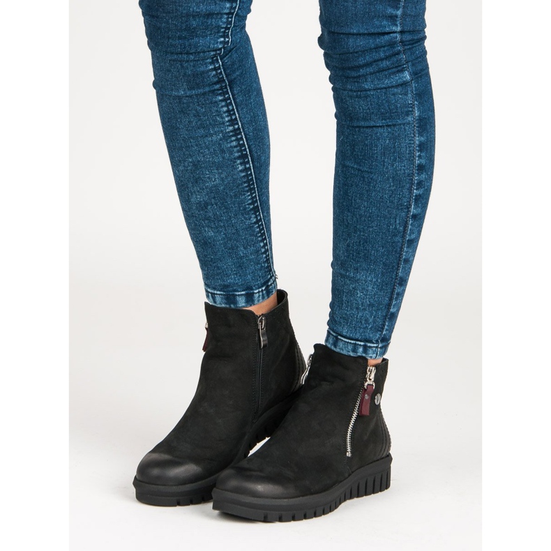 Niskie Botki Na Suwak VINCEZA czarne 1