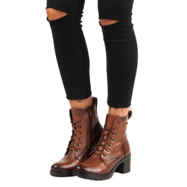 Brązowe sznurowane botki vinceza 2