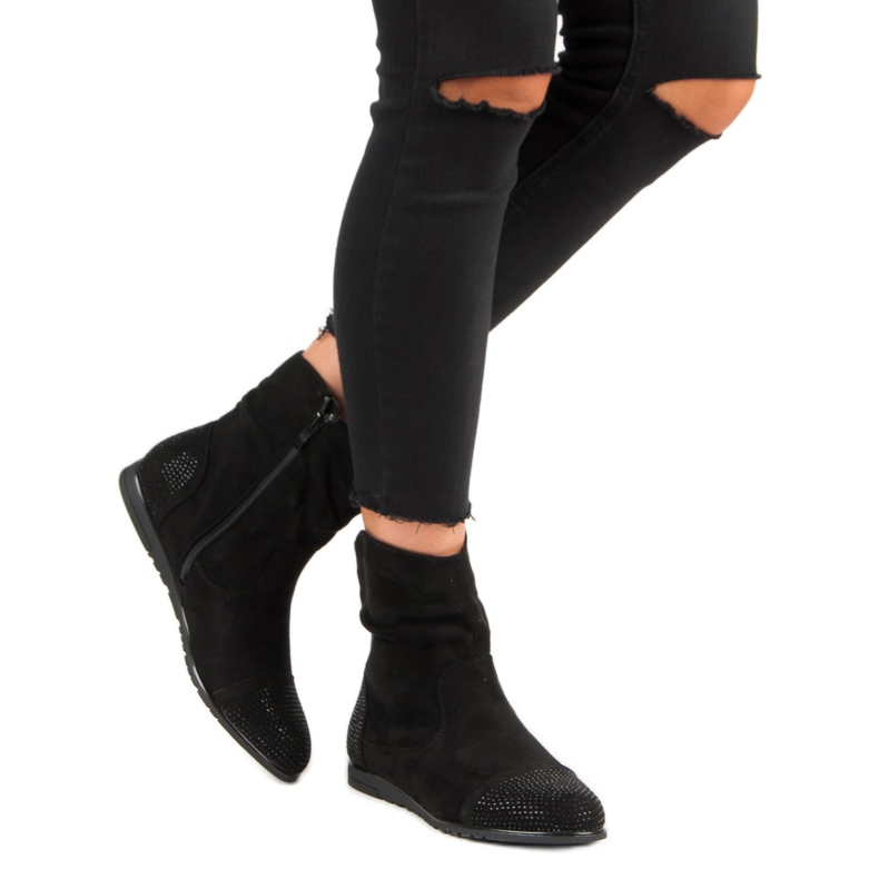 Casualowe zamszowe botki czarne 2