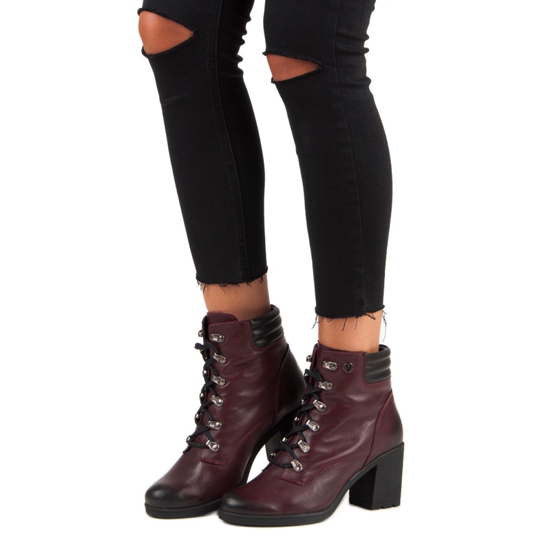 Wygodne Botki Na Obcasie VINCEZA czerwone 1