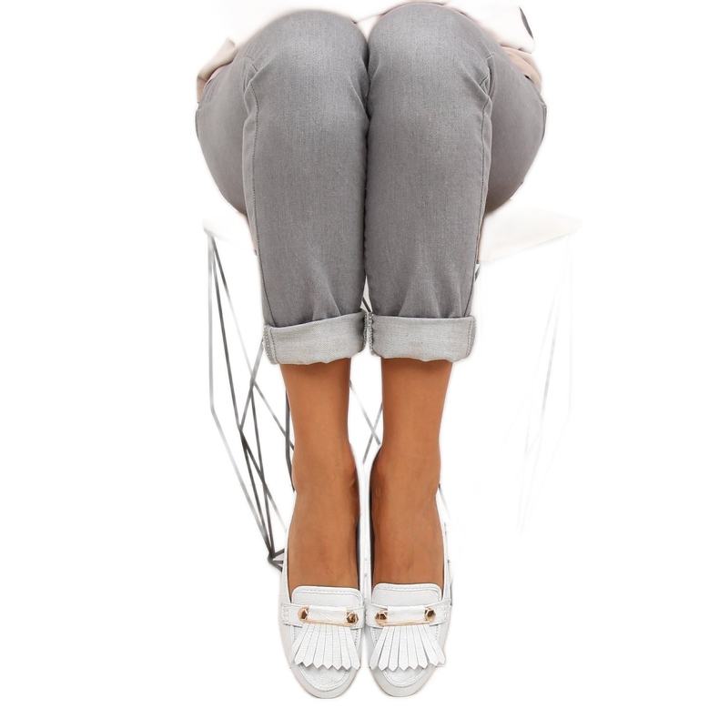 Mokasyny w stylu vintage 3052 White białe 1