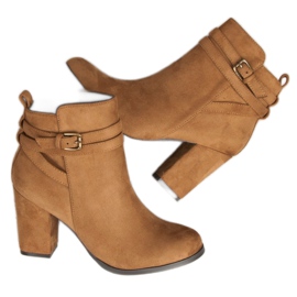 Corina Eleganckie botki na obcasie brązowe 2