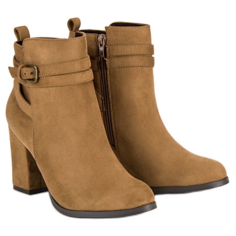 Corina Eleganckie botki na obcasie brązowe 1