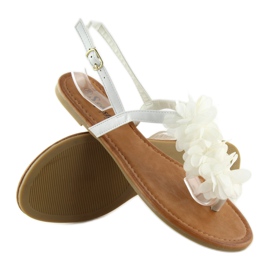 Sandałki z kwiatkami białe CK36P White 2
