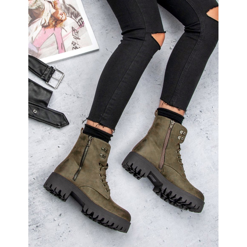 Corina Wiązane zamszowe workery brązowe 1