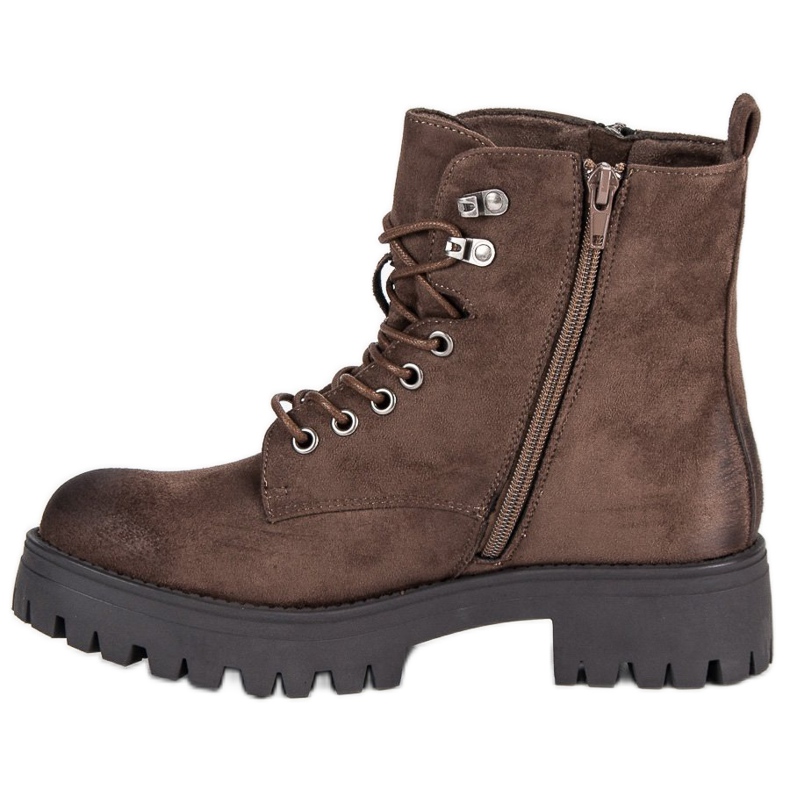 Corina Wiązane zamszowe workery brązowe 1