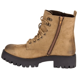 Corina Wiązane zamszowe workery brązowe 1