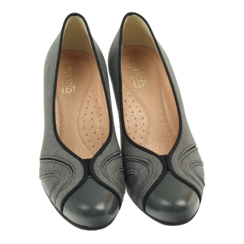 Czółenka na słupku szare Espinto 4