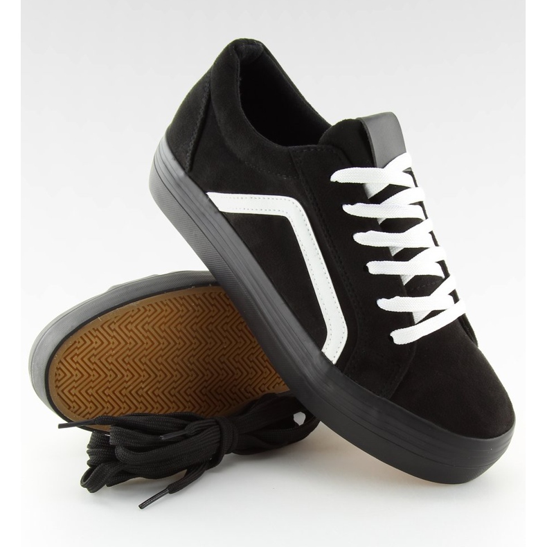 Trampki na wysokiej podeszwie czarne B318-16 Black białe 2