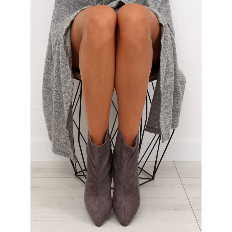 Botki na szpilce wciągane szare F183 Grey 1