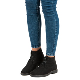 Niskie Wiązane Botki czarne 2