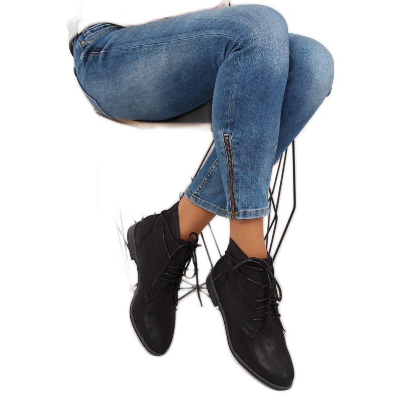 Botki sznurowane czarne K-91 black 1