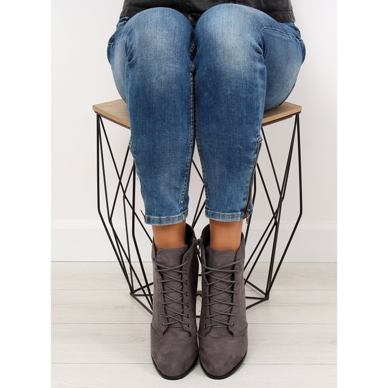 Botki na stabilnym obcasie szare JA161 grey 1