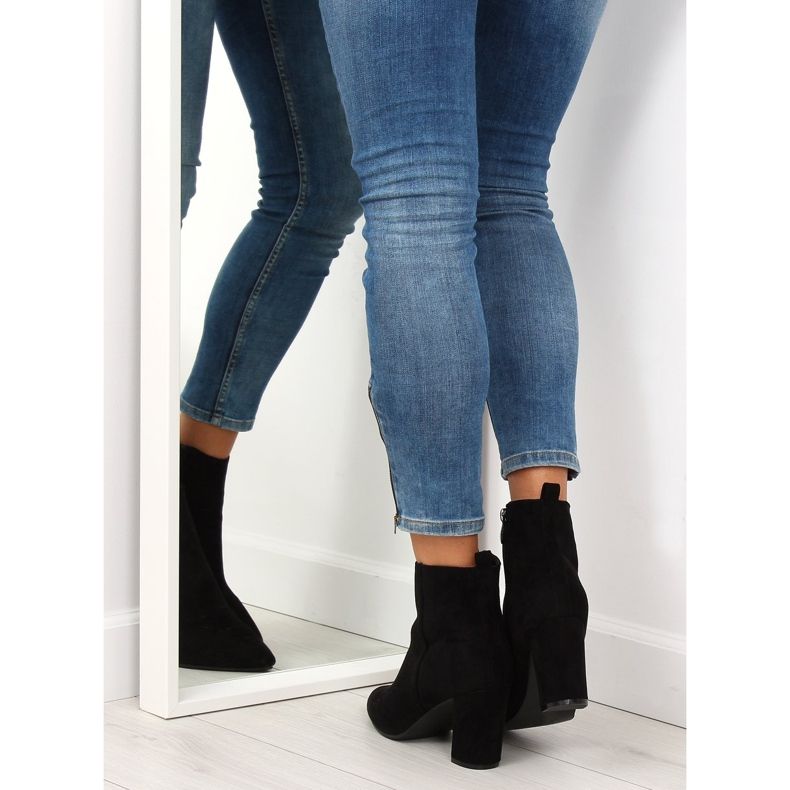 Botki na stabilnym obcasie czarne YQ203P 2