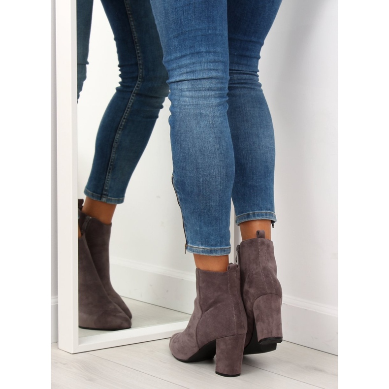 Botki na stabilnym obcasie szare YQ203P Grey 2