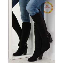 Kozaki na obcasie czarne 103-GG black 1