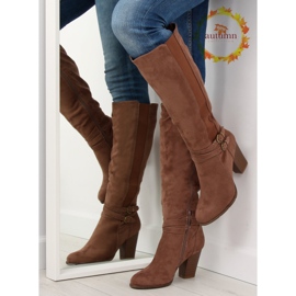 Kozaki na obcasie brązowe 103-GG khaki 1