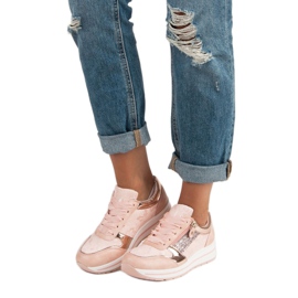 Kayla Sneakersy wiązane wstążką różowe 2