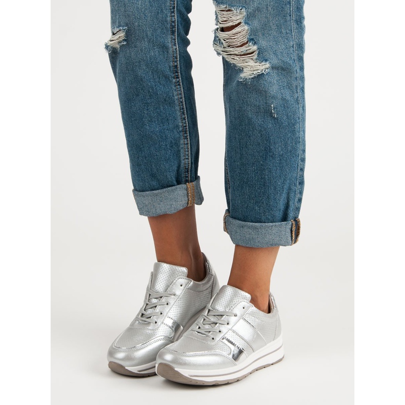 Srebrne sneakersy szare 2