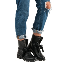 Lucky Shoes Rockowe botki workery czarne 1