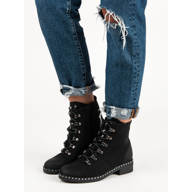 Wiązane Workery VINCEZA czarne 2