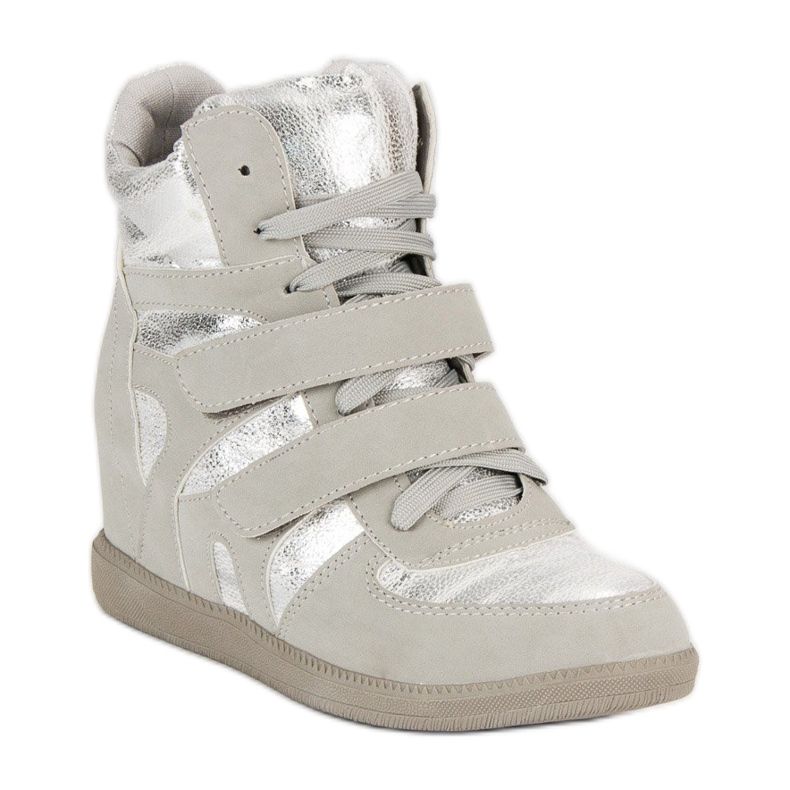 Błyszczące sneakersy szare 1