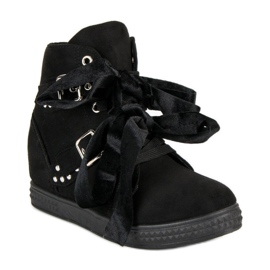 Super Me Czarne sneakersy z kokardkami 1