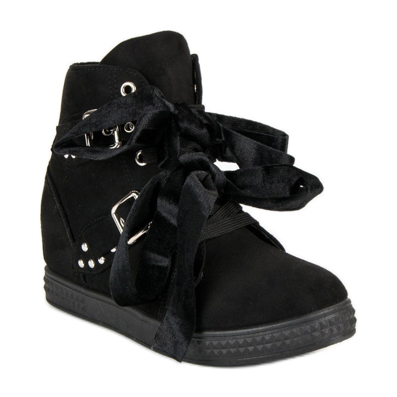 Super Me Czarne sneakersy z kokardkami 1