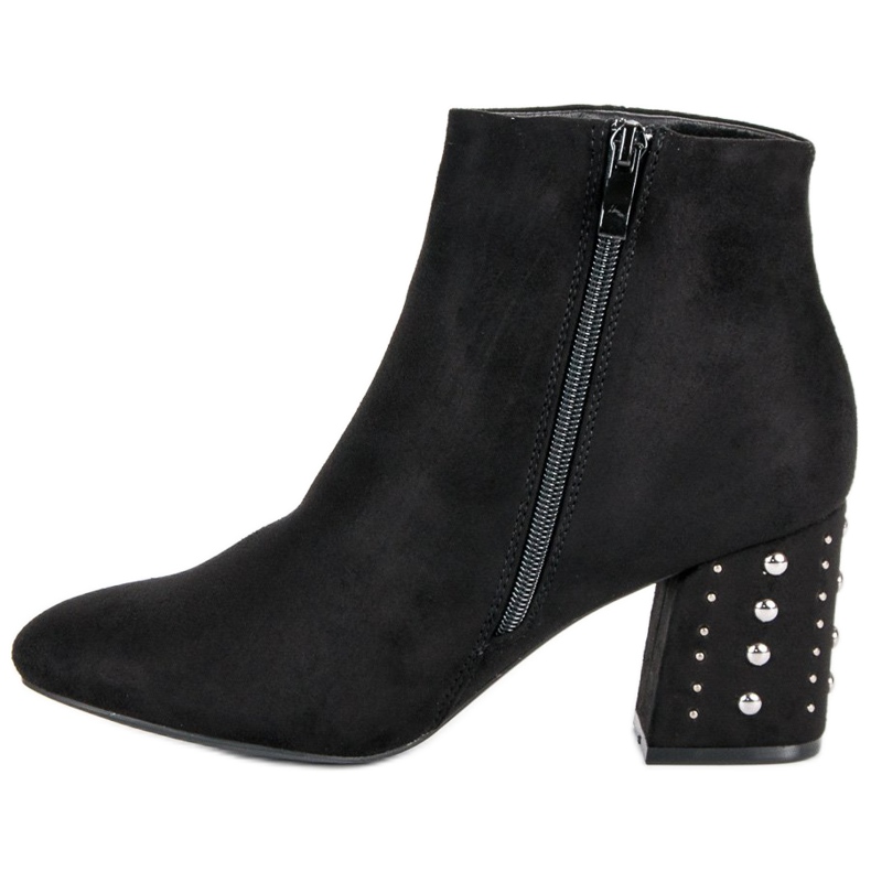 Stylowe botki na słupku czarne 1